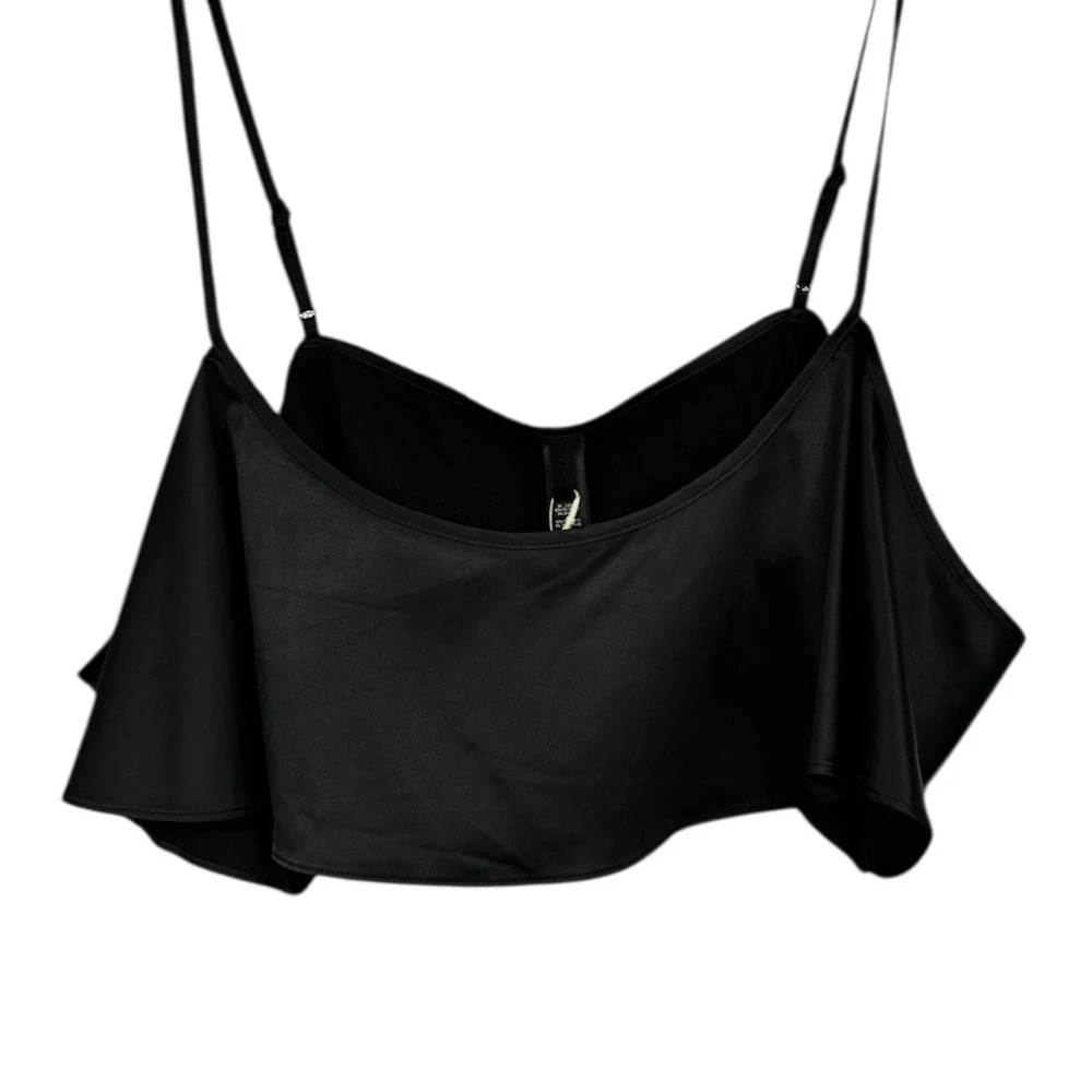 SKIMS Black Flounce Crop Cami Top NWT Plus Size 3X Stretch‎